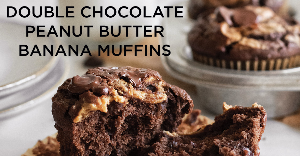 Title Image with Chocolate Peanut Butter Muffin